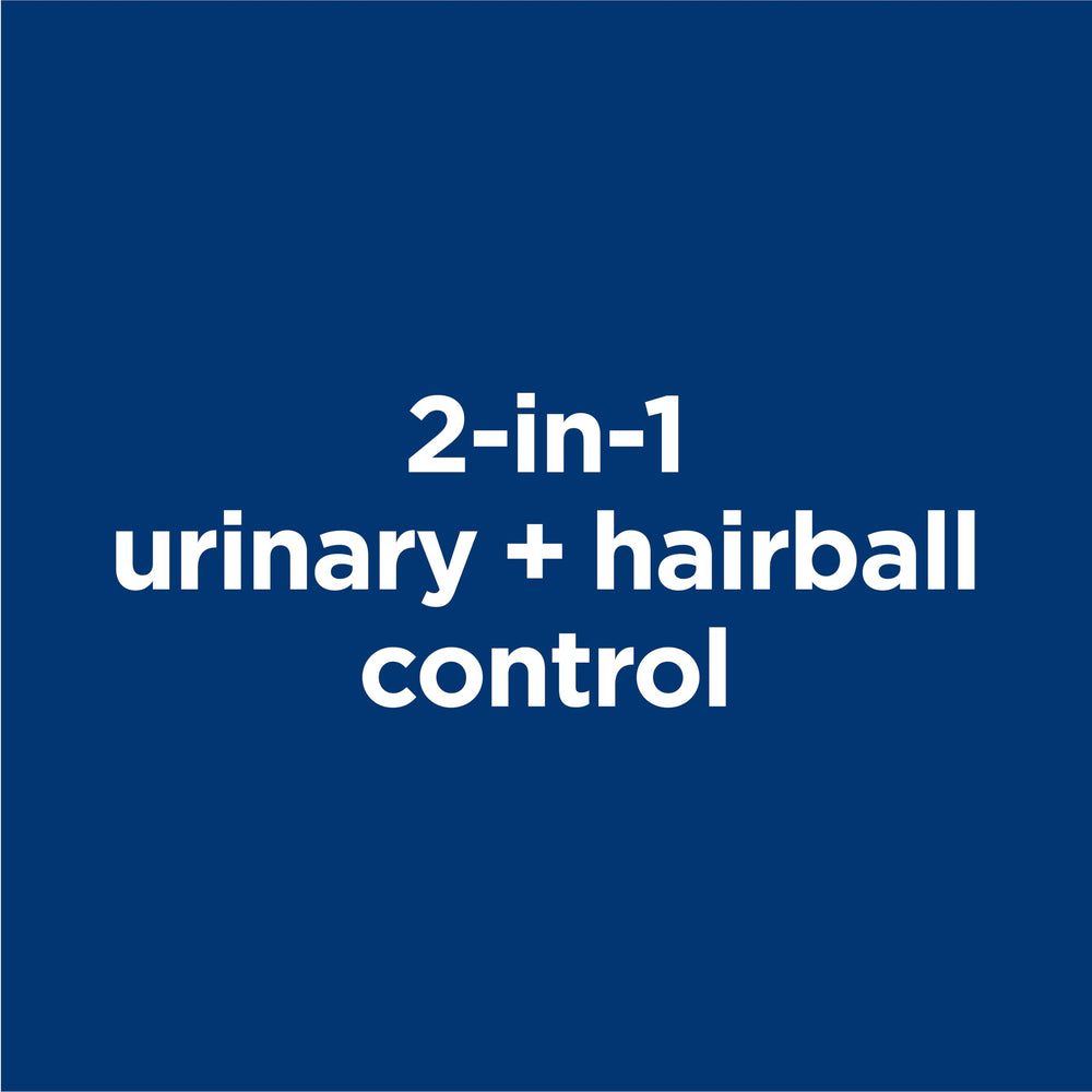 Hill's Science Diet Urinary Hairball Control can image emphasizes antioxidants for immune support.
