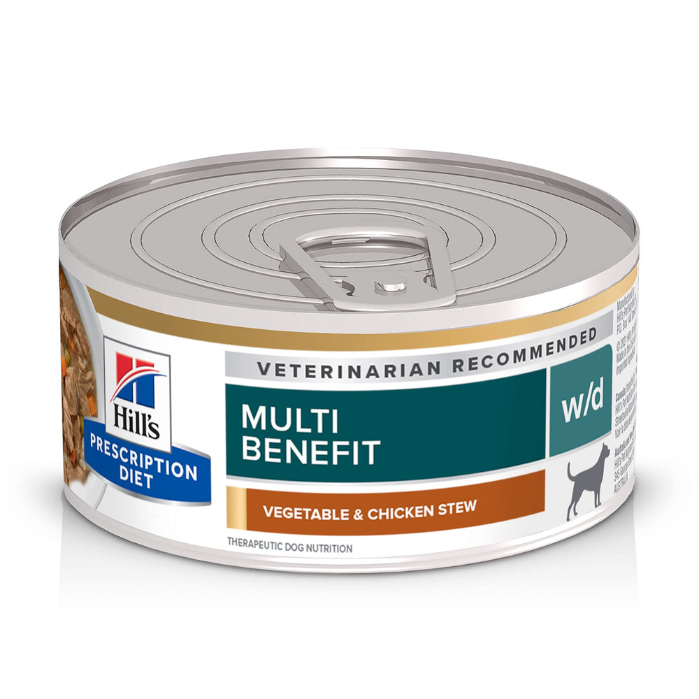 Hill's Prescription Diet WD Multibenefit dog wet food can supports urinary and digestive health