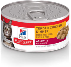Hill's Science Diet chicken stew in a bowl supports lean muscle in adult cats