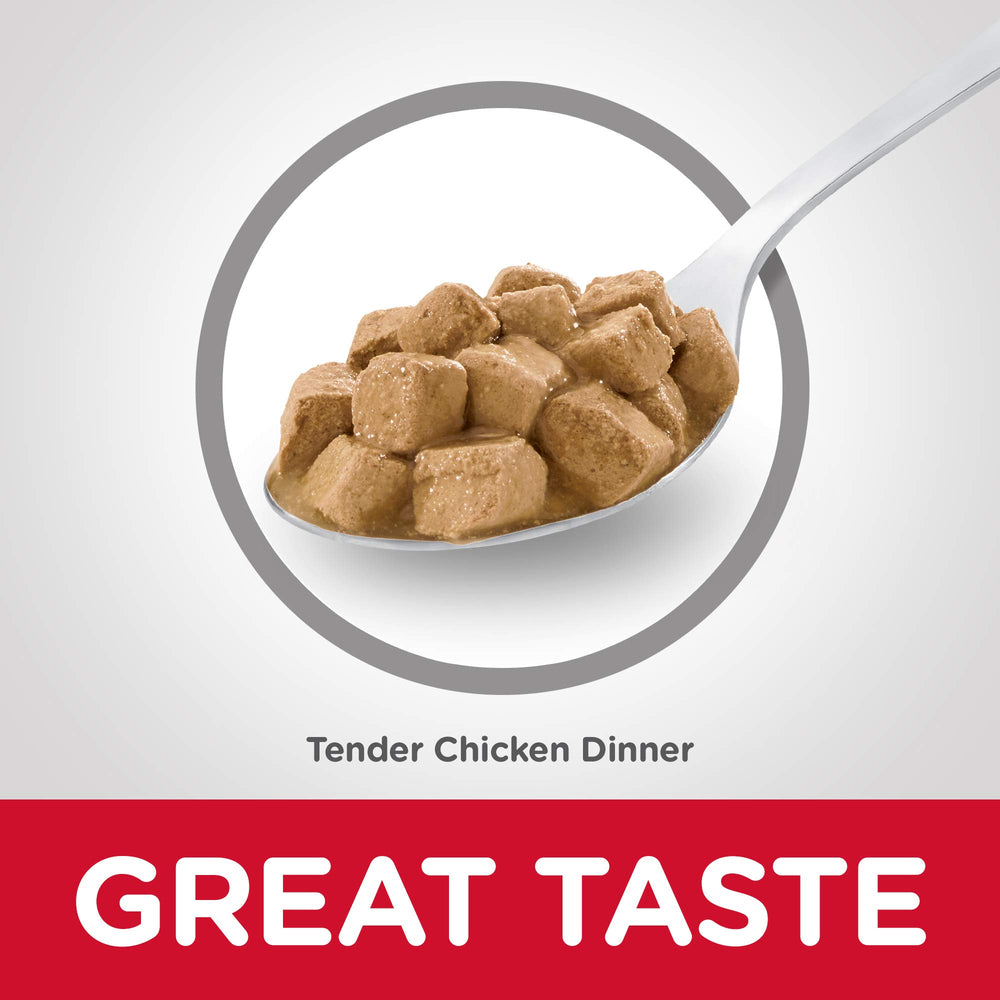 Serving portion of Hill's Science Diet chicken stew with tender chunks