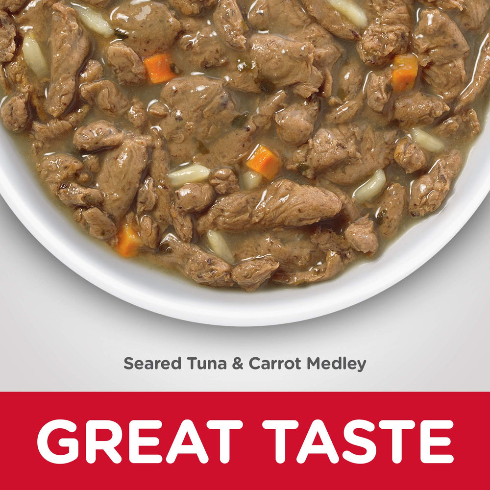 Exterior can label of Hill's Science Diet Seared Tuna Stew for convenient feeding.