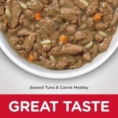 Exterior can label of Hill's Science Diet Seared Tuna Stew for convenient feeding.