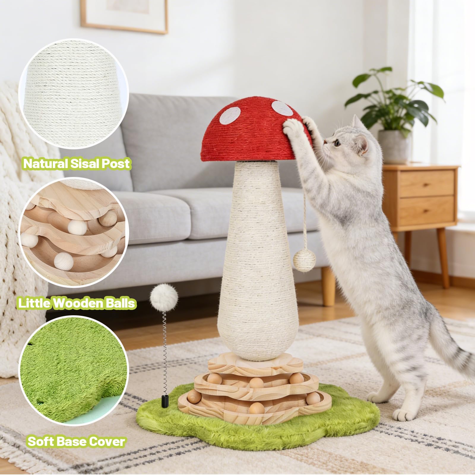 Himake catnip toy included for indoor play sessions.