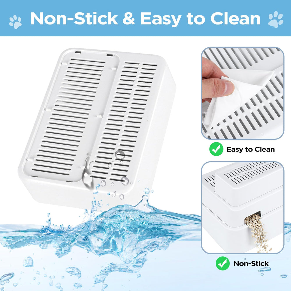 Himake durable, easy-clean plastic withstands daily pet use and cleaning.