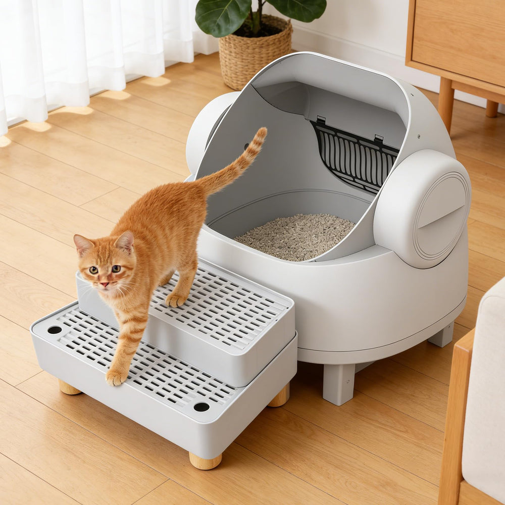 Himake multi-functional steps help cats reach beds, sofas, or cars.