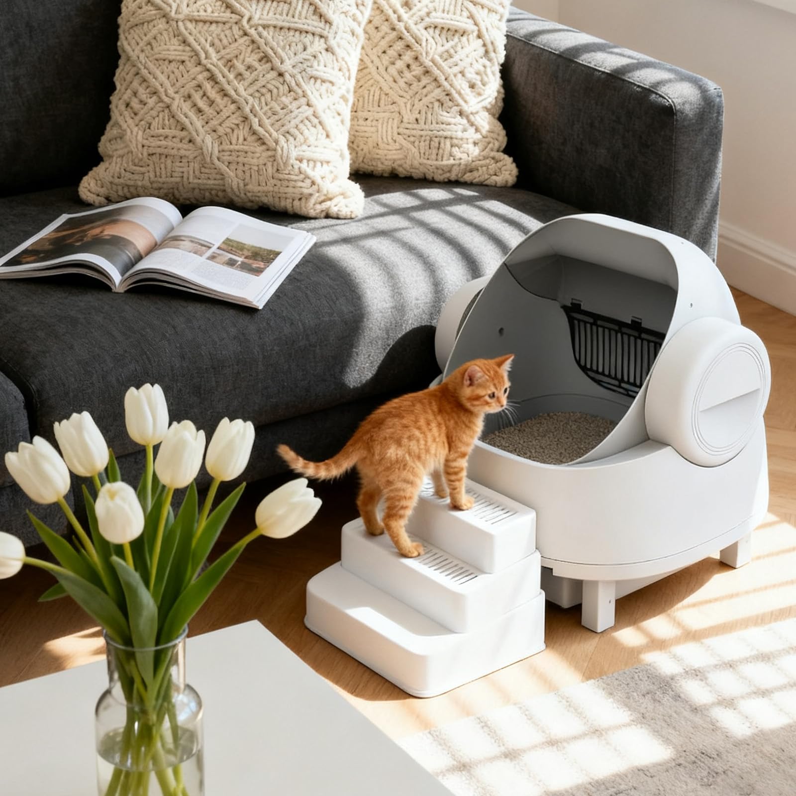 Himake fits standard and automatic litter boxes for seamless setup.