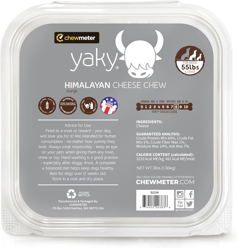 XLarge size Chewmeter Yaky Himalayan Cheese Chews designed for large dogs 55+ lbs.