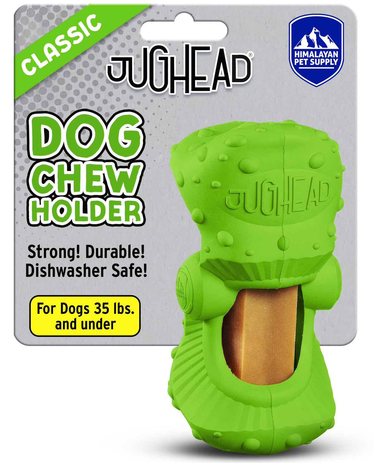 Himalayan Jughead Classic Holder supports longer, calmer chew sessions.