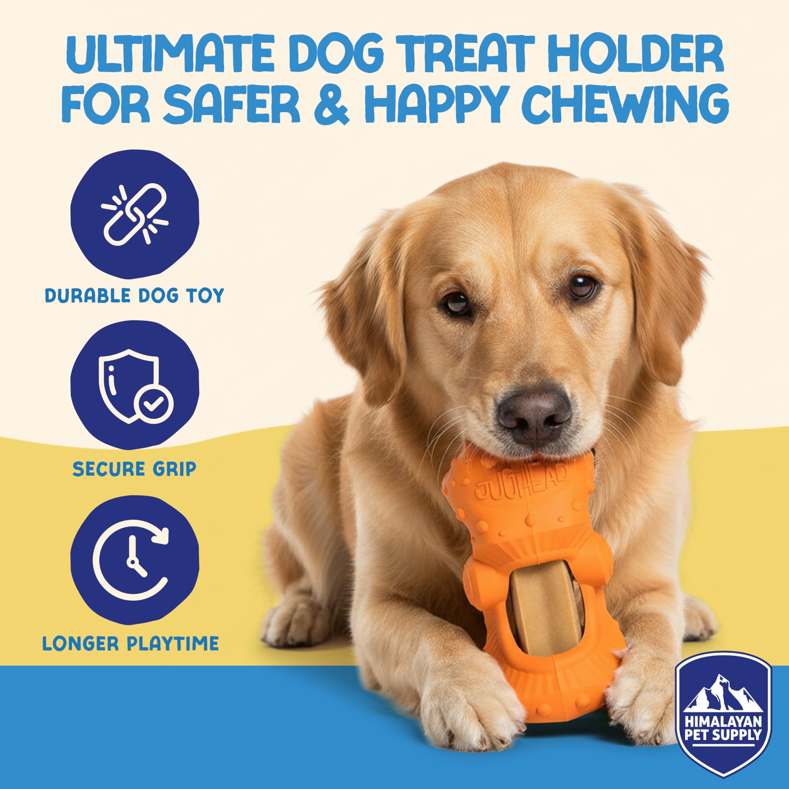 Himalayan Jughead Holder in use keeps chews accessible during chewing.