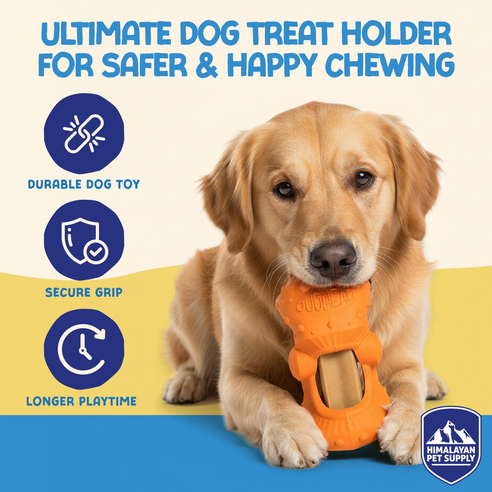 Himalayan Jughead Holder in use keeps chews accessible during chewing.