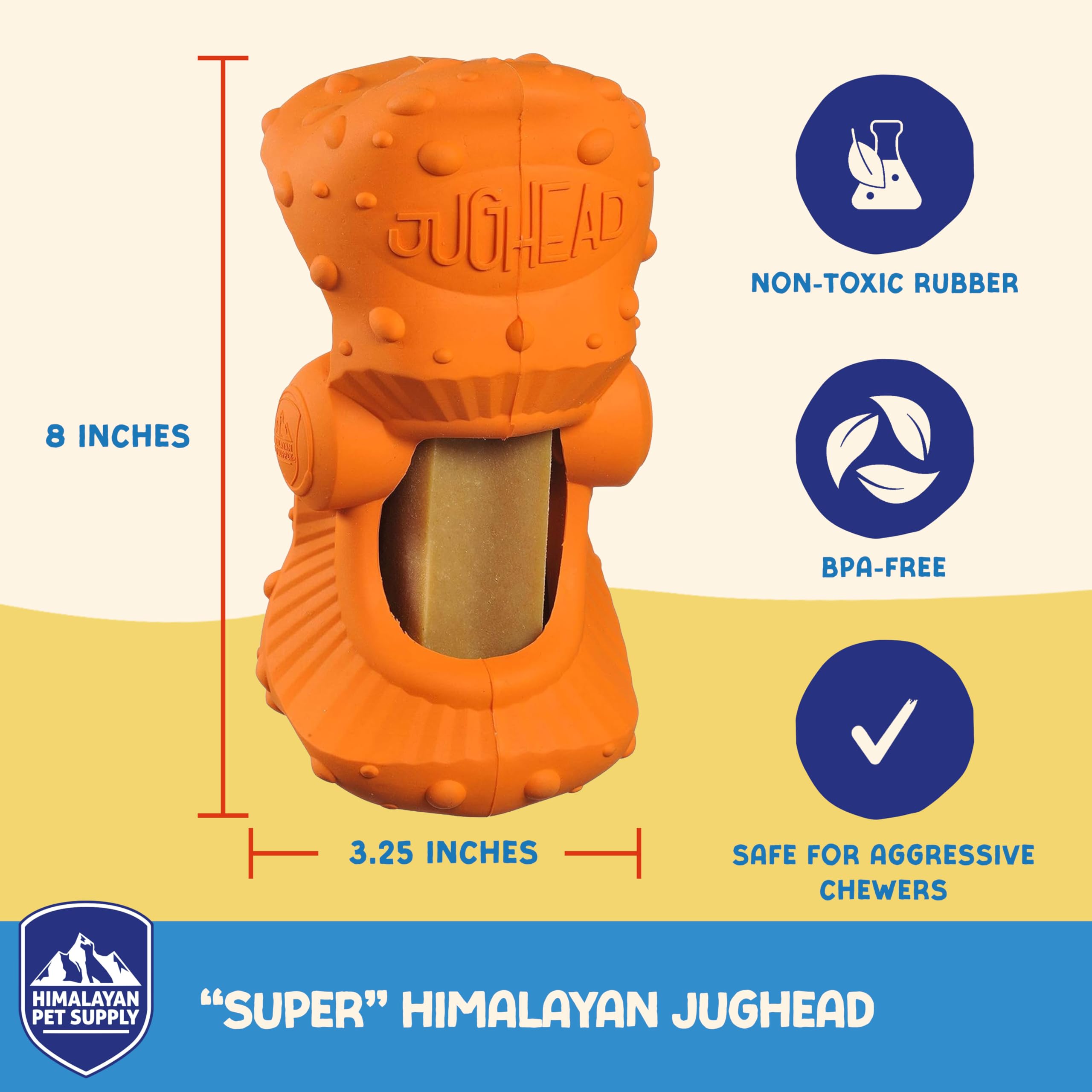 Himalayan Jughead Holder holds veggie treats for slow chewing sessions.