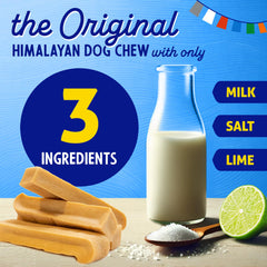 Himalayan Dog Chew Original yak cheese stick being chewed by a dog.