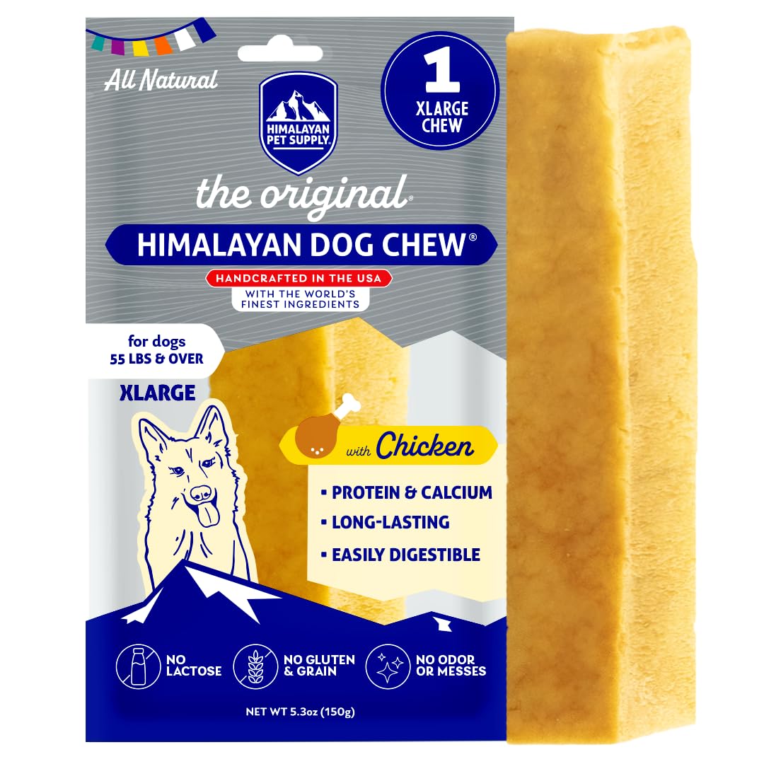 Himalayan Dog Chew Original Yak Cheese XL Stick for large dogs, long-lasting.