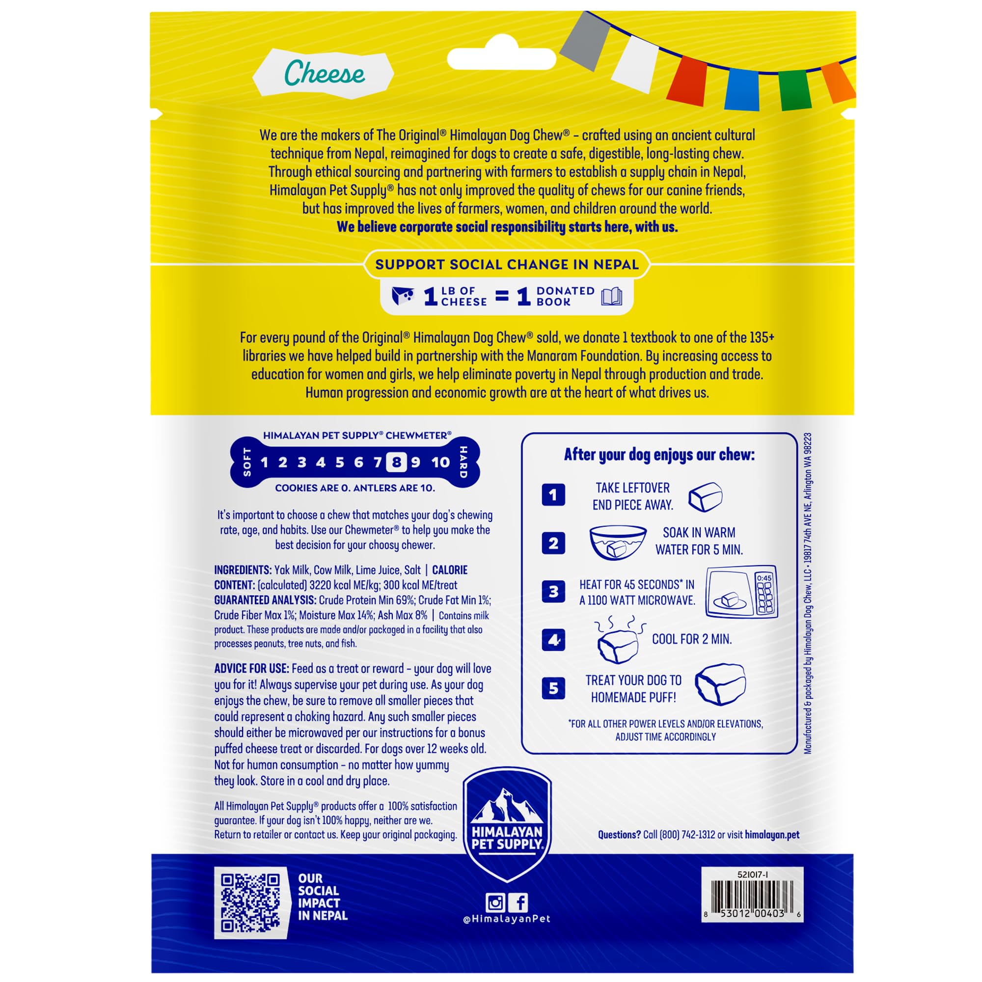 Himalayan Dog Chew Packaged by Weight, consistent portions