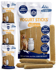 Himalayan Dog Chew Yogurt Sticks packaging highlights natural ingredients and USA-made quality.
