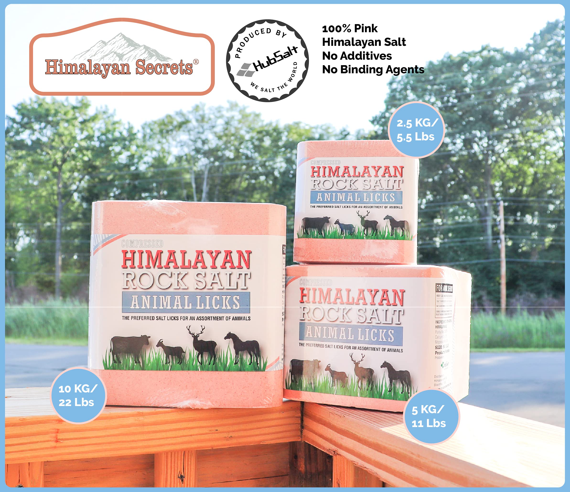 Himalayan Secrets mineral lick outdoors, long-lasting block resists crumbling during pasture use.
