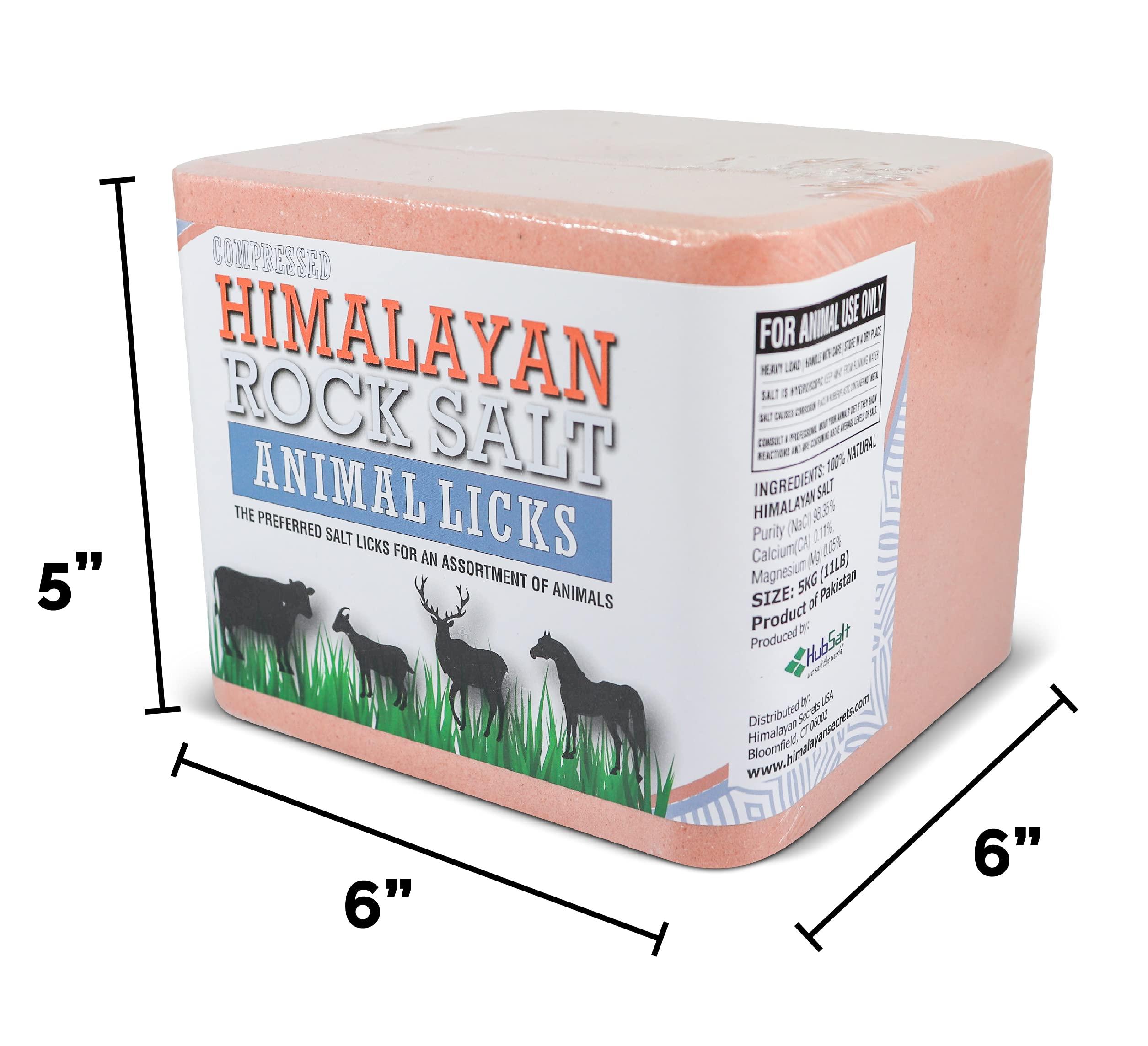 Himalayan Secrets mounting-hole salt block, easy to secure in feeders or fencing.