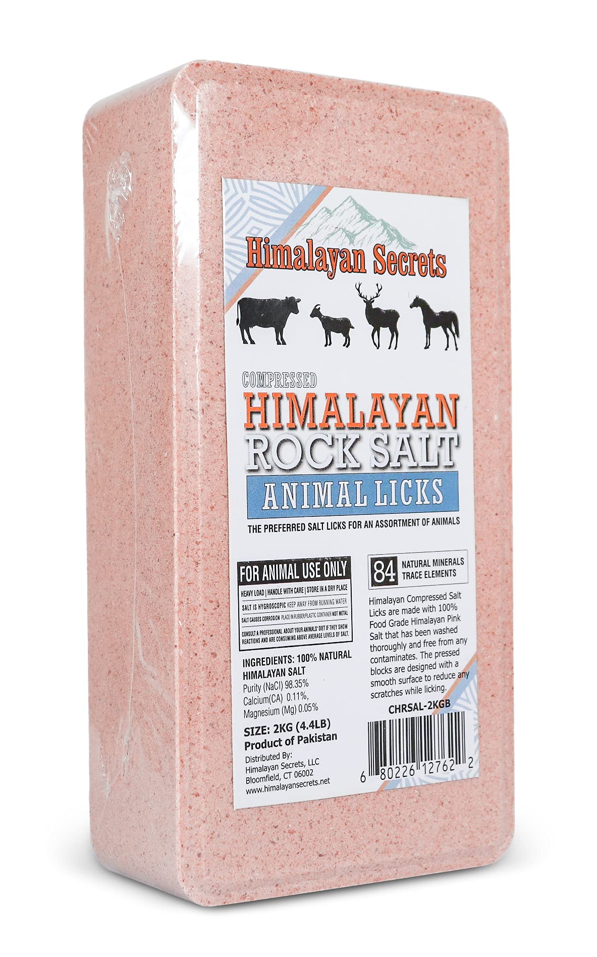 Himalayan Secrets pink salt block designed for deer licking, delivering natural minerals.