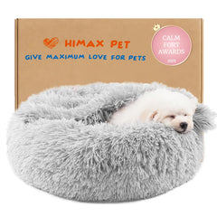 Himax donut dog bed cover close-up highlighting plush texture for cozy privacy.