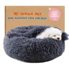 Himax donut dog bed grey exterior view, cozy retreat for small dogs