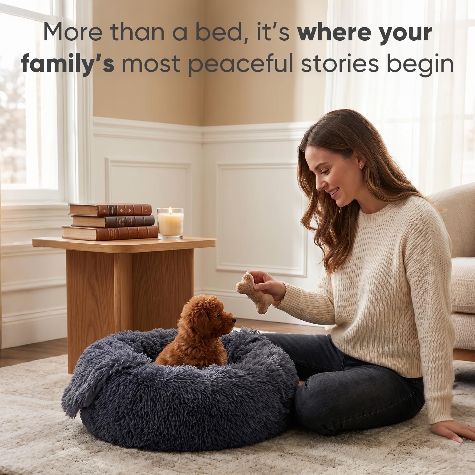 Himax grey donut bed offers a private space for rest