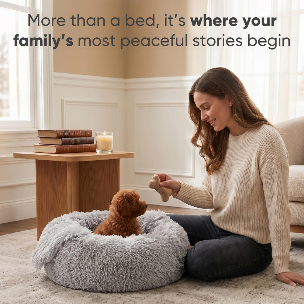 Himax light grey bed in use for small pets at home.