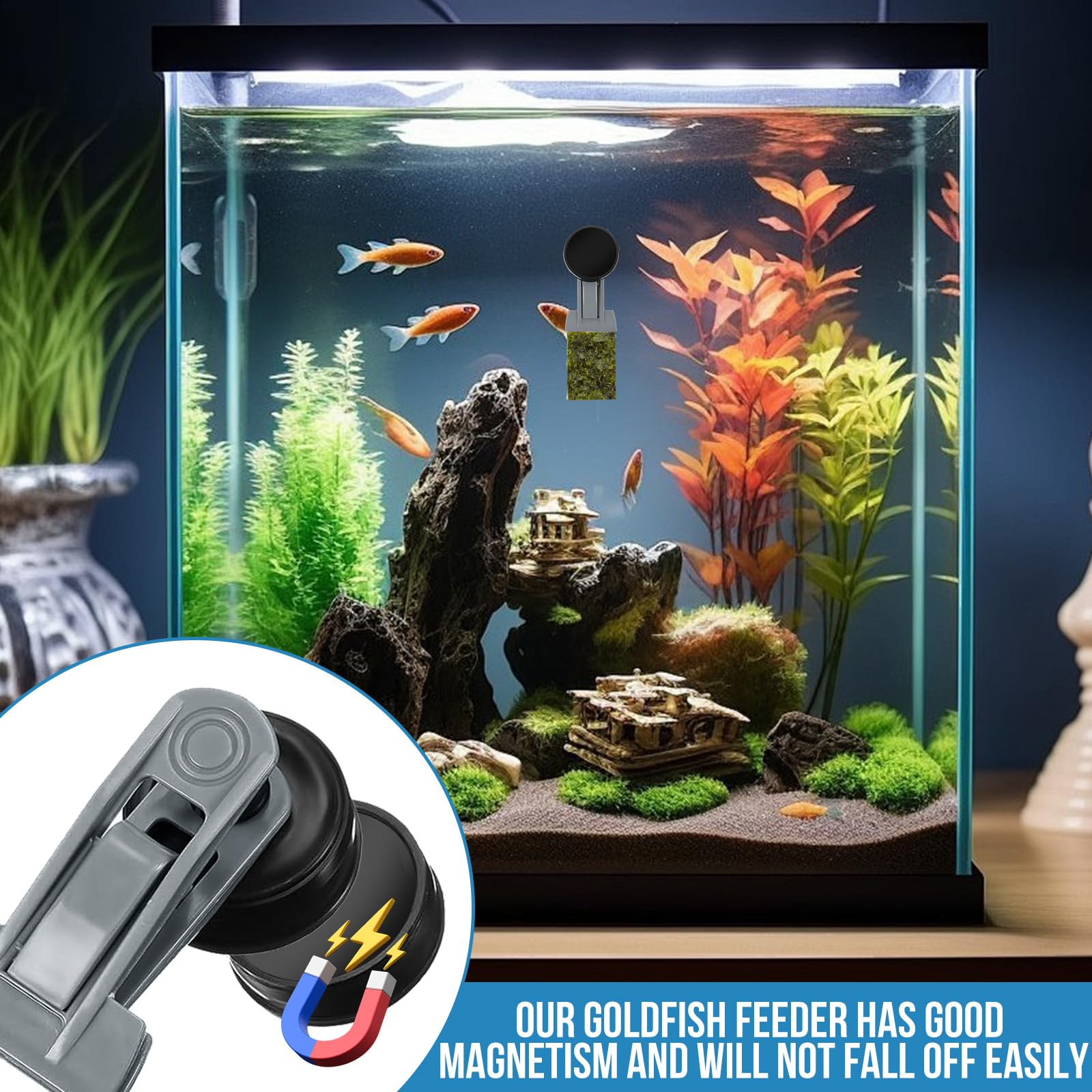HINGTAI aquarium feeding ring setup in action demonstrates quick install