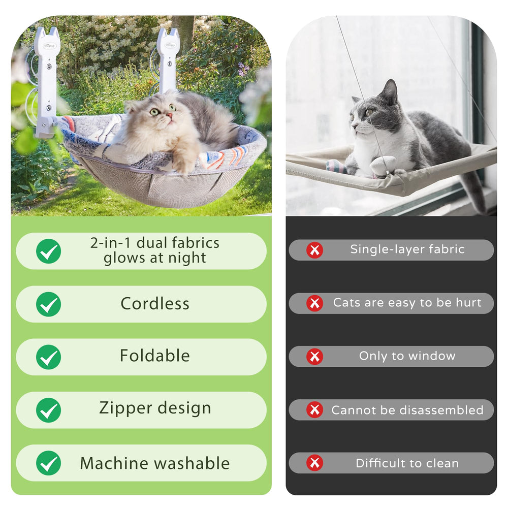 HiPetpy deep perch supports up to 44 lbs for larger cats.
