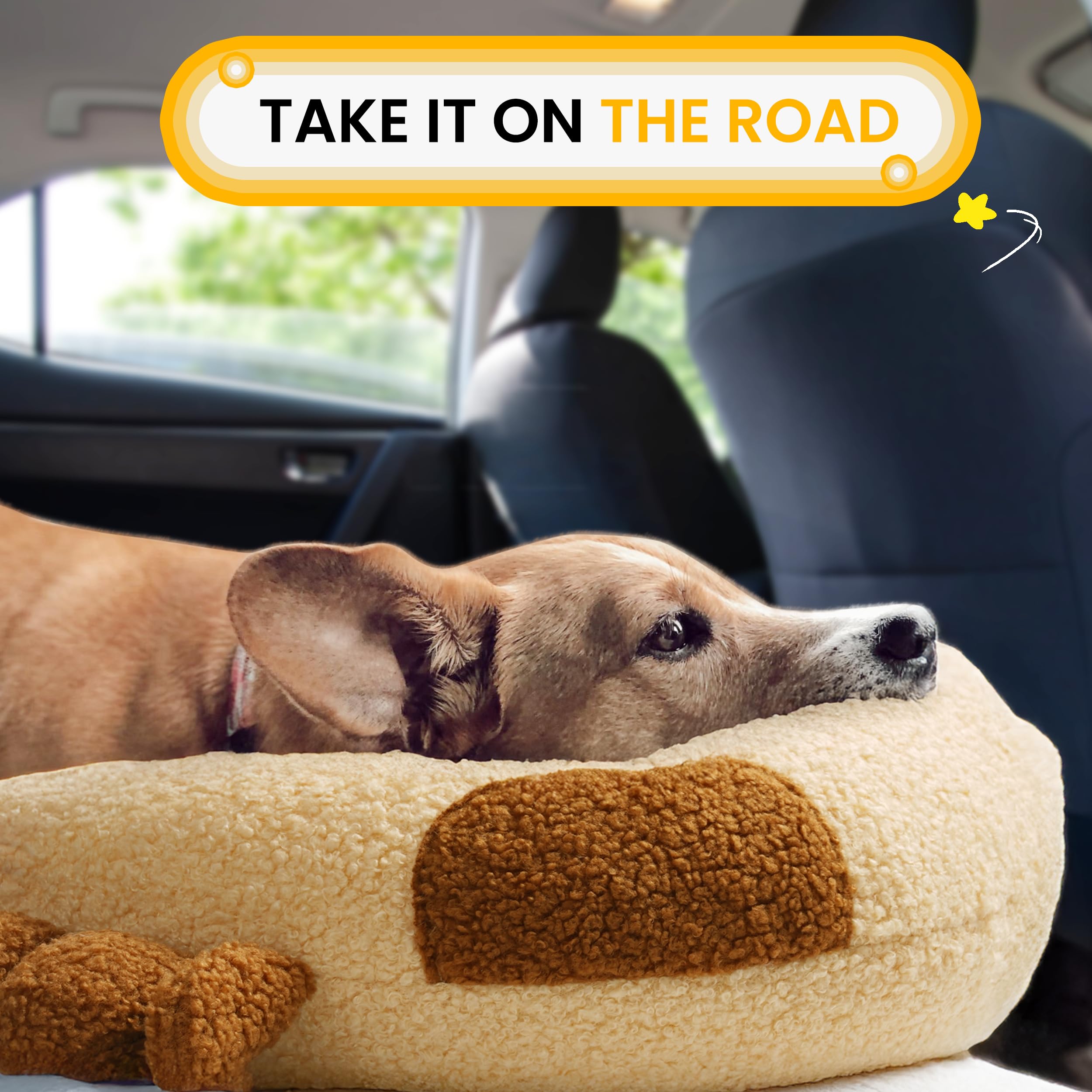 HiPetpy dog pillow shown in home and travel setup for convenient care