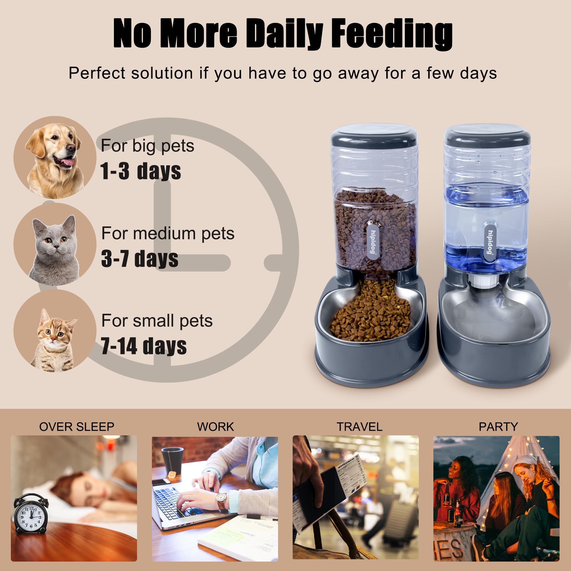 Hipidog non-slip rubber pads keep the feeder steady on any surface.