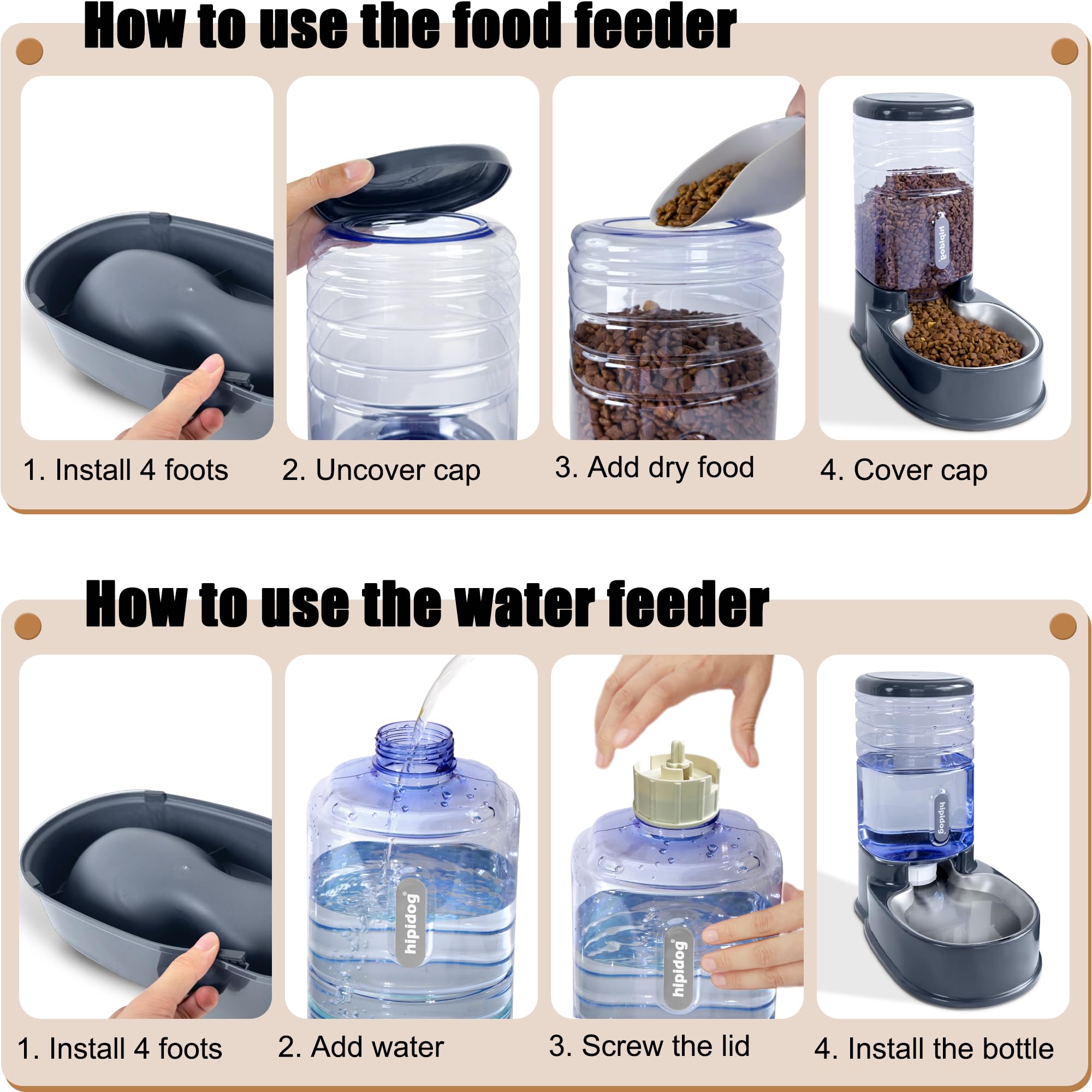 Hipidog wide-mouth food feeder makes refilling quick and tidy.