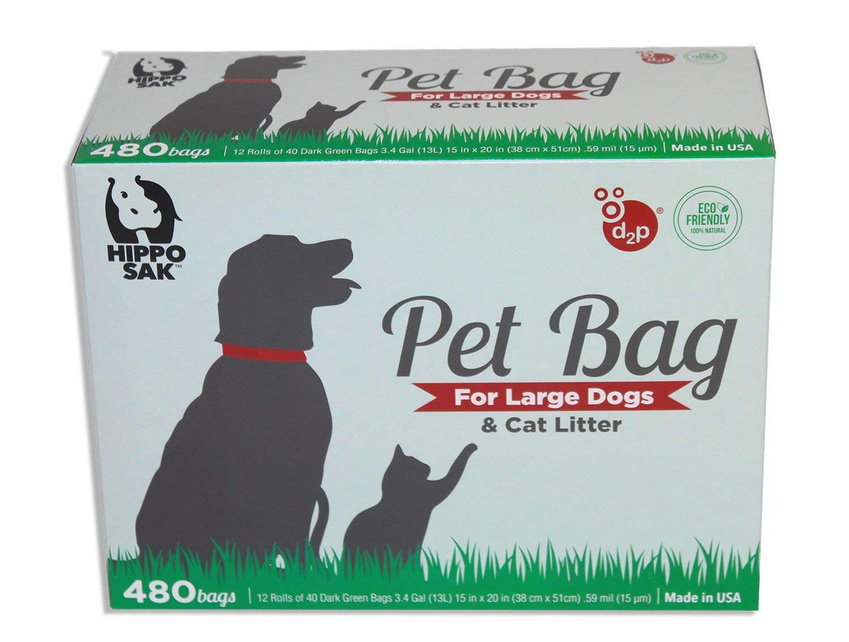 Hippo Sak extra large bags open for quick scooping after a large dog mess