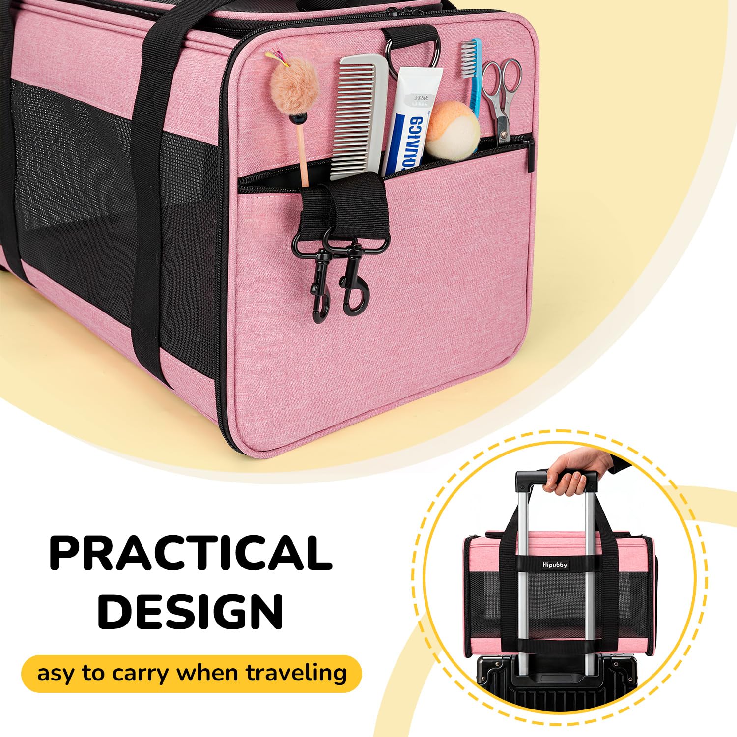 Hipubby under-seat compatible design suitable for many airlines.