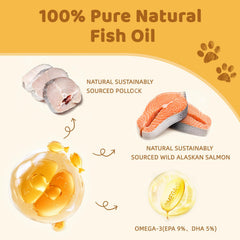 HipyPaw liquid amber closeup emphasizes the premium salmon and pollock oil blend.
