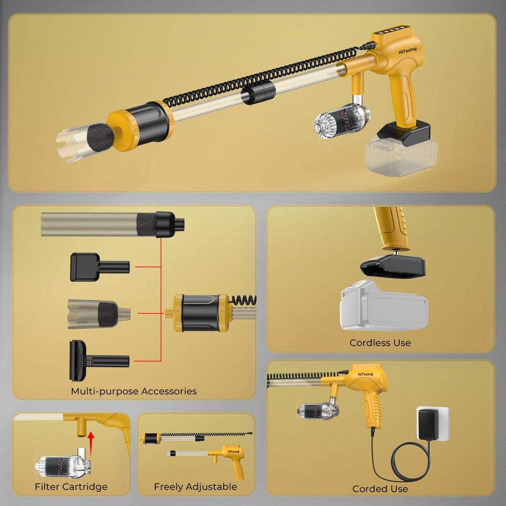HiTauing accessories kit includes four heads and hose for versatile maintenance