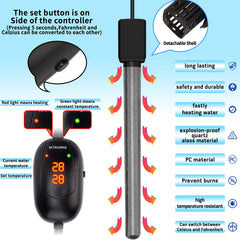 HiTauing digital temperature display shows tank temperature at a glance.