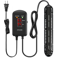 HiTauing aquarium heater with LED display for precise water temperature monitoring.