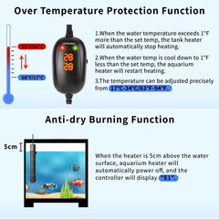 HiTauing heater with submersible guard suction cups for secure installation.