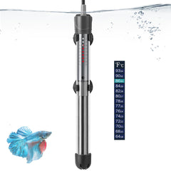 Hitop 300W submersible aquarium heater in tank maintains stable water temperature for healthy fish.