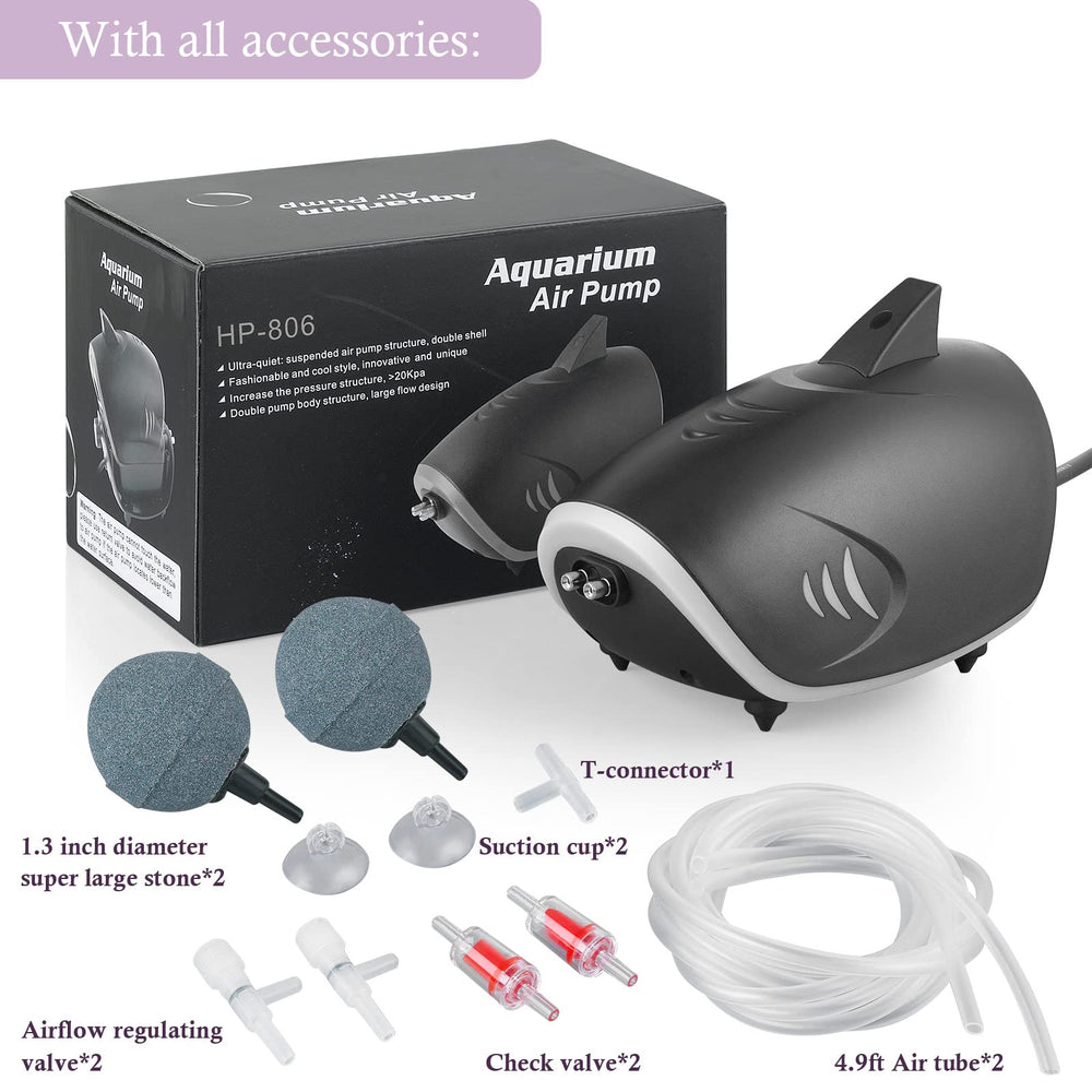 Hitop 6W includes big air stones and tubes for quick setup