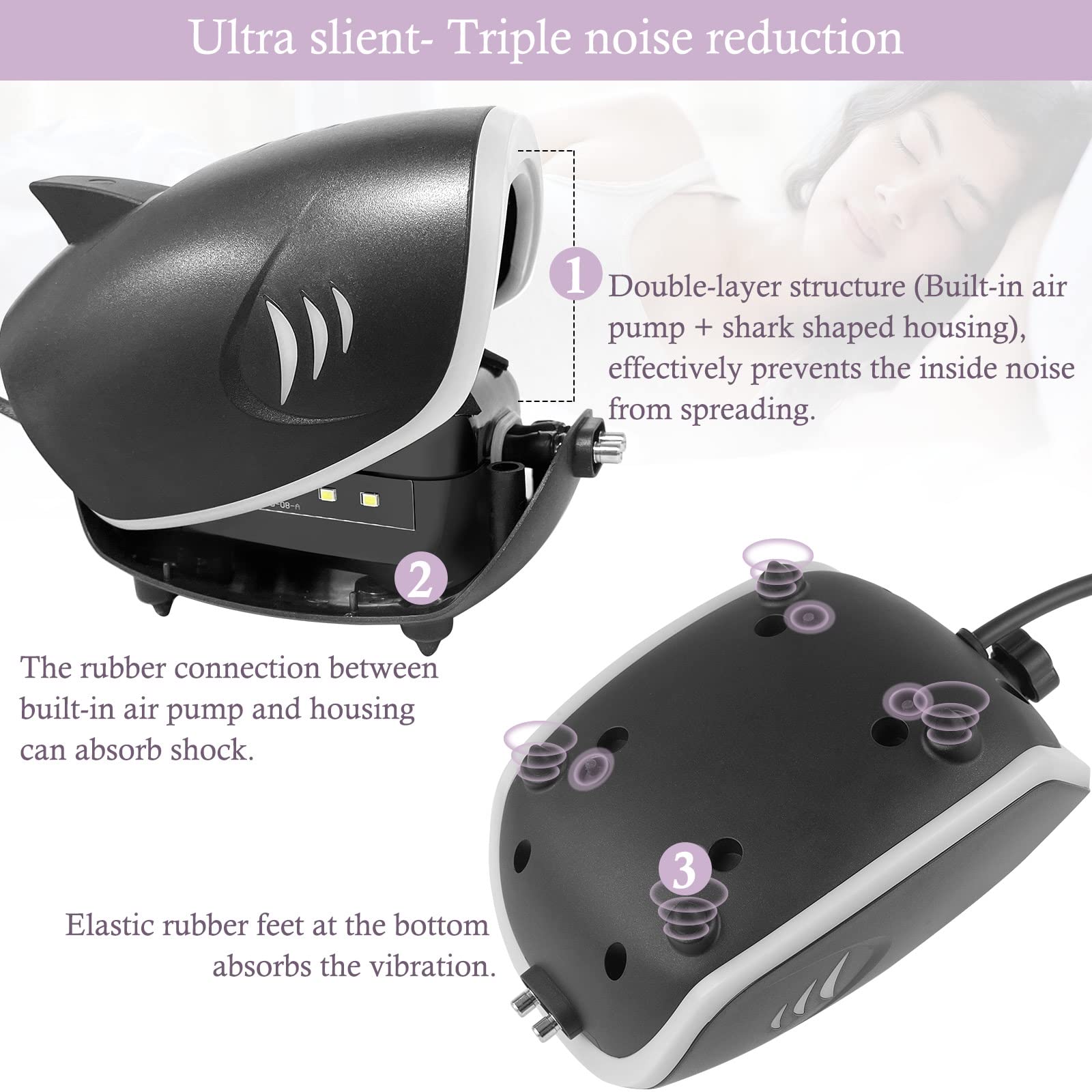 Hitop 6W air pump side controls for precise airflow adjustment