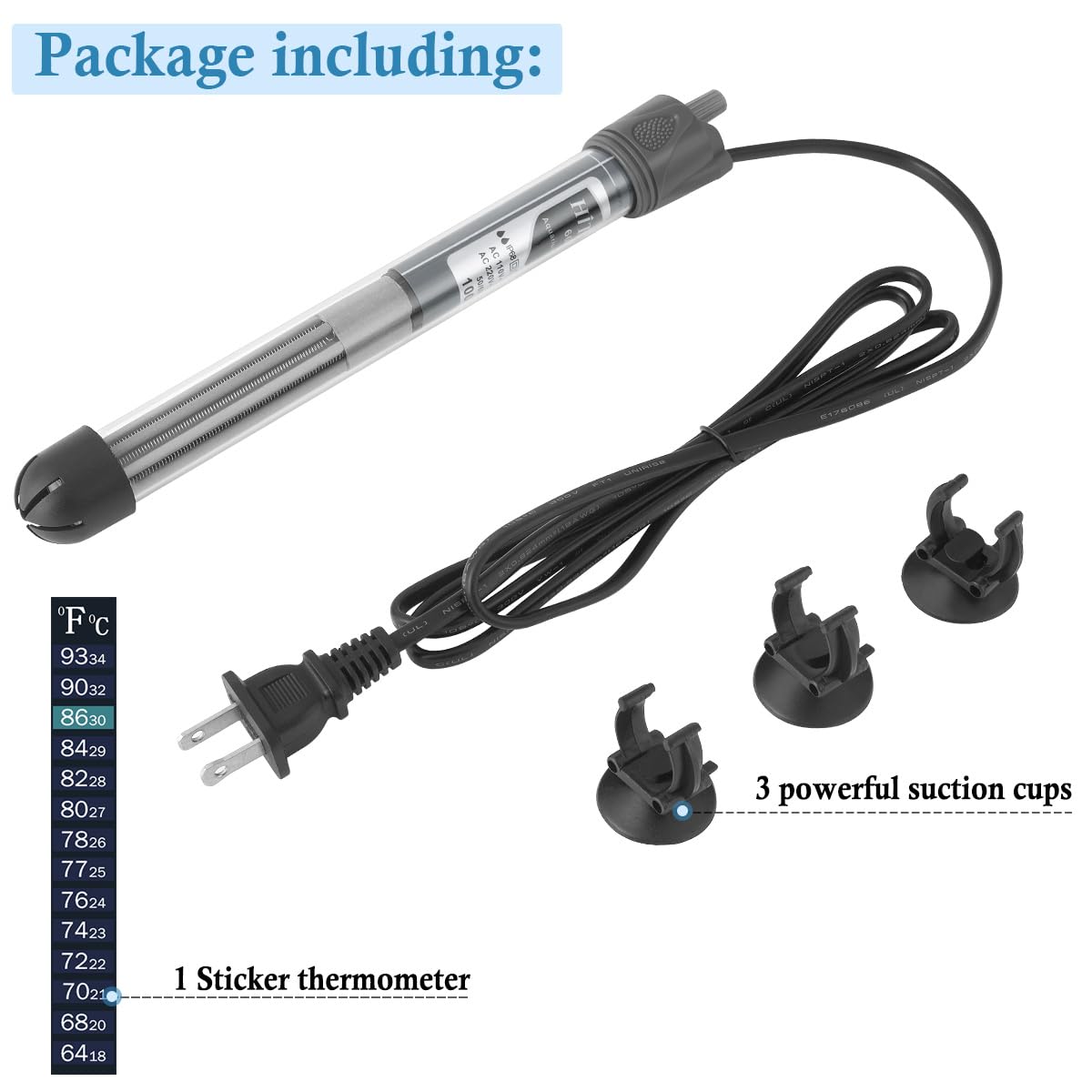 Hitop heater maintains stable tank temp within ±2°F for consistent environment.