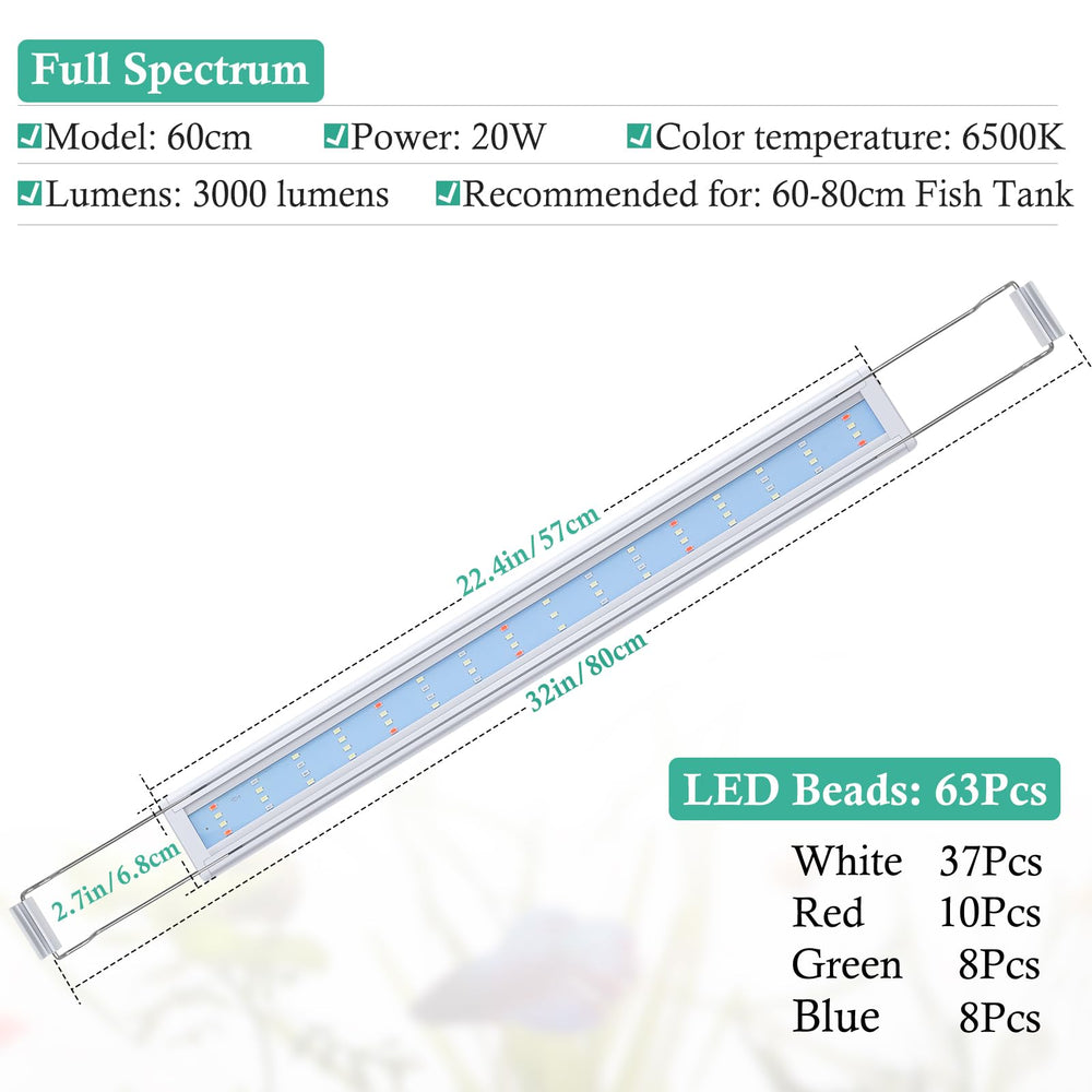 Hitop 24-32 inch light side view shows even tank illumination