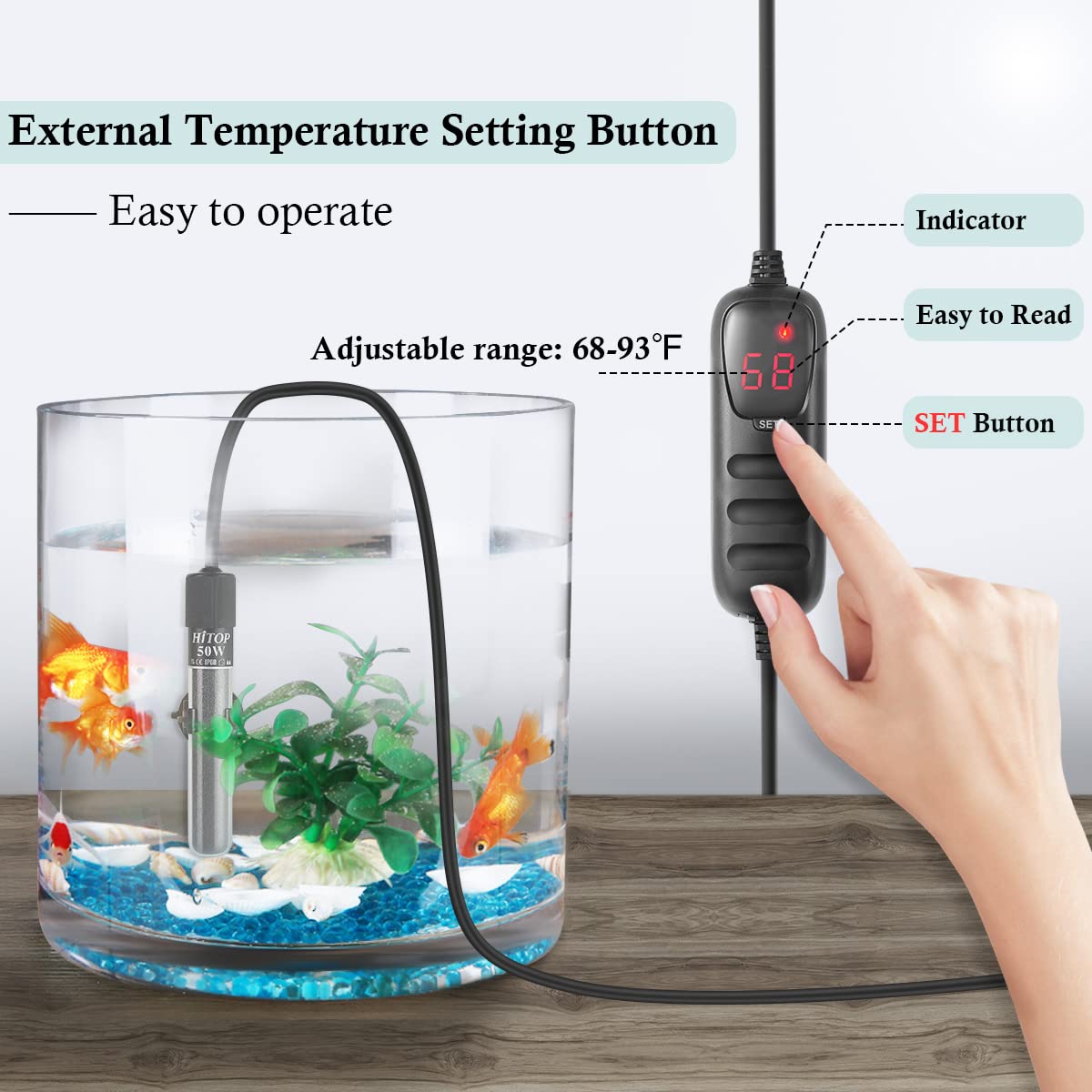 HITOP heater compatible with saltwater and freshwater tanks