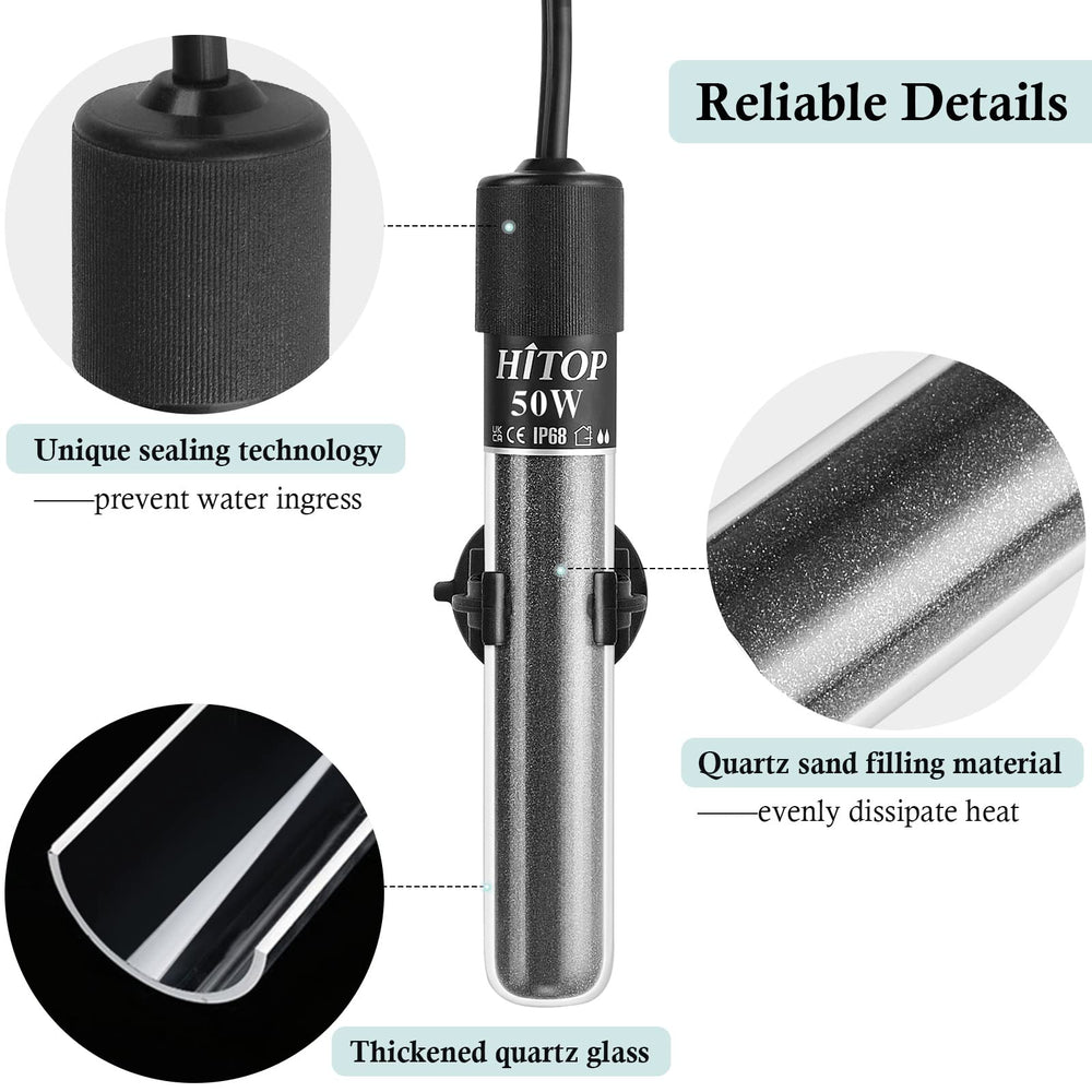 Sticker thermometer included for quick temperature checks with HITOP heater