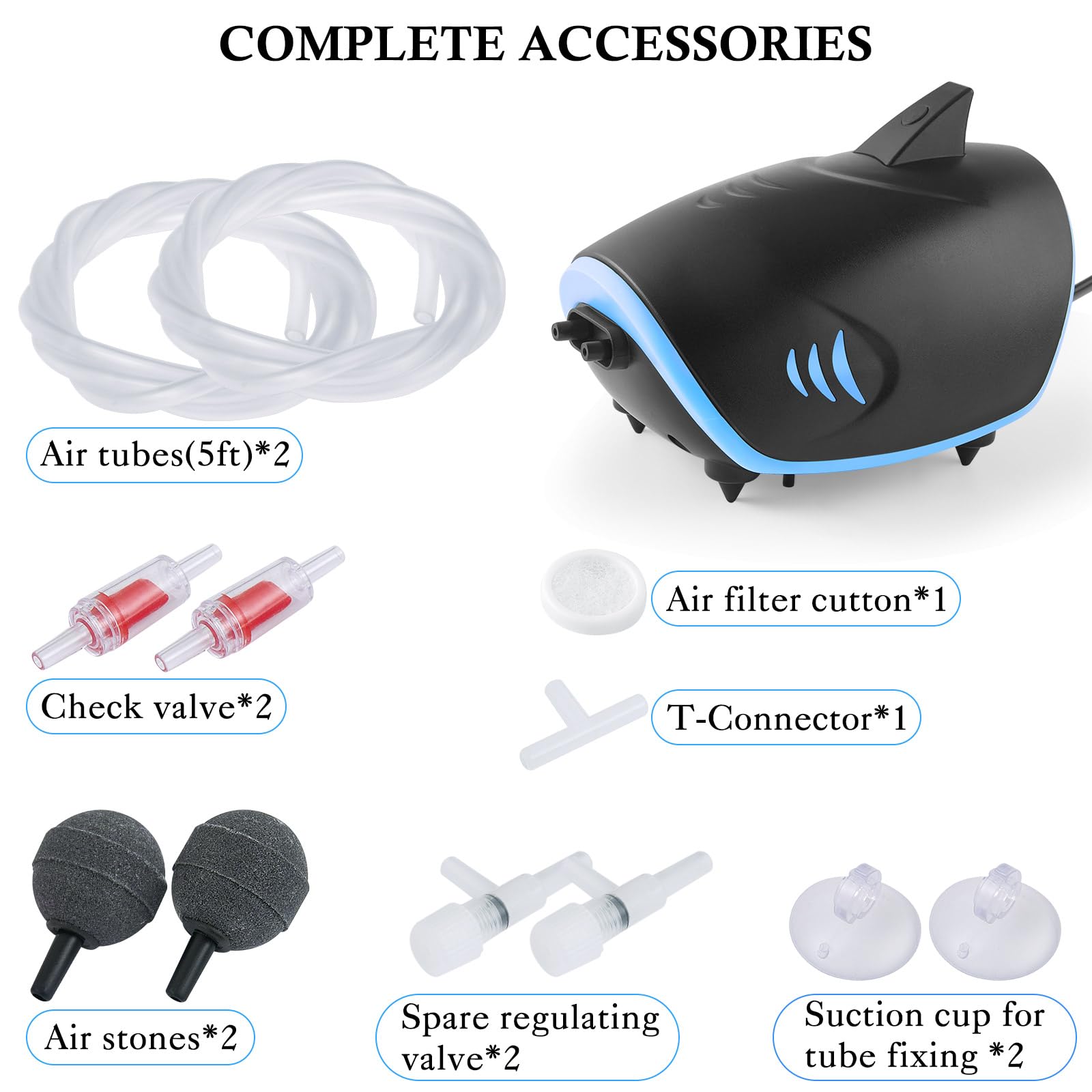 Hitop shark air pump installed in tank demonstrates space-saving design
