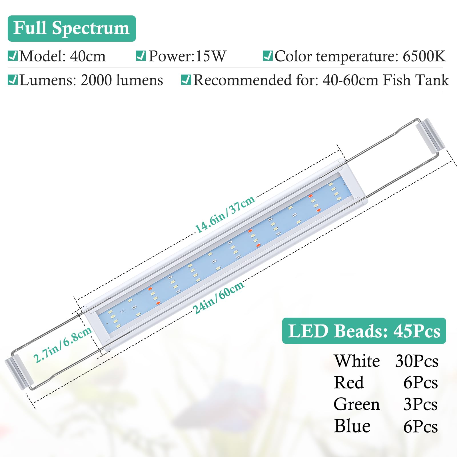 Hitop WRGB 45 LEDs for bright color and clear tank viewing