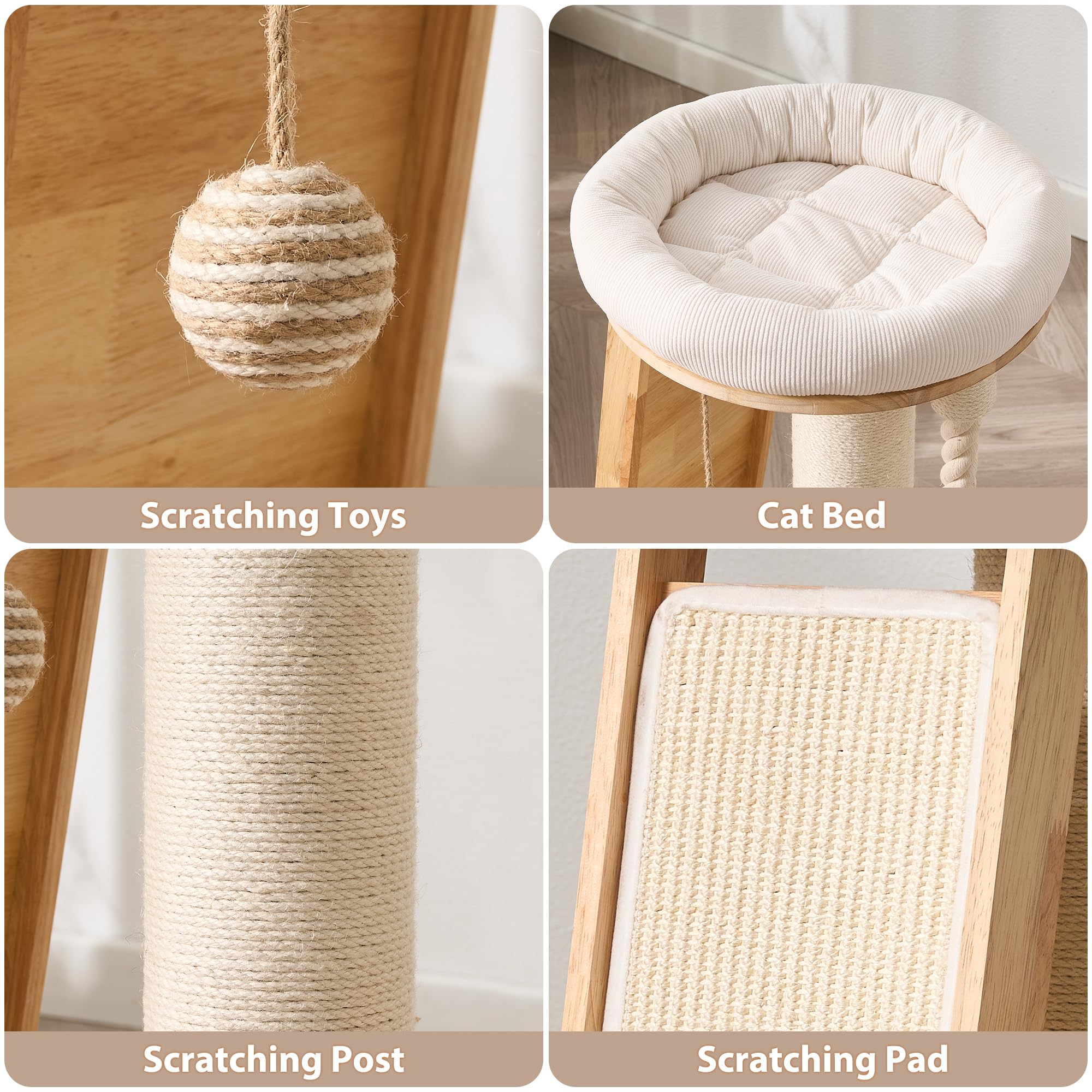 HITTITE multi-function tower helps reduce furniture wear while entertaining cats.