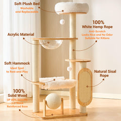 HITTITE solid wood cat tree hammock for lounging after play