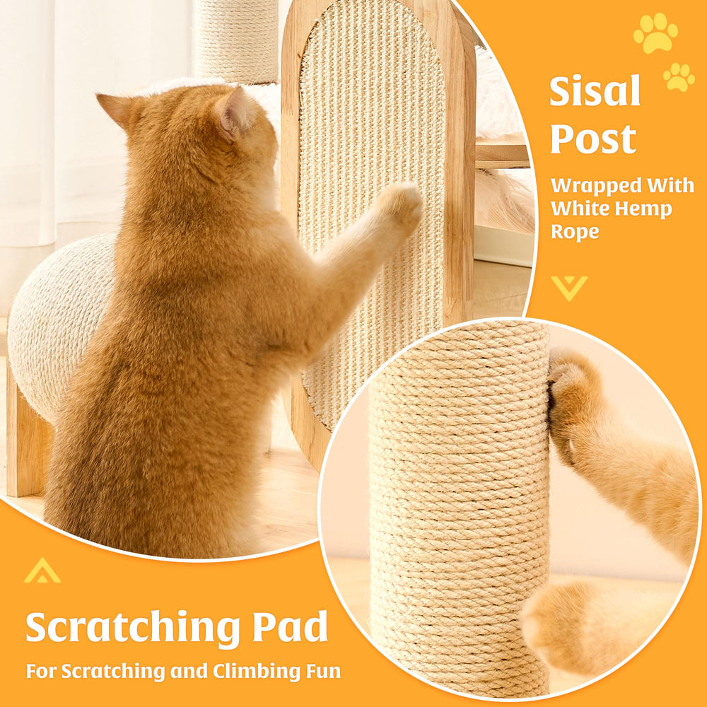 HITTITE cat tree scratching post wrapped in white sisal rope